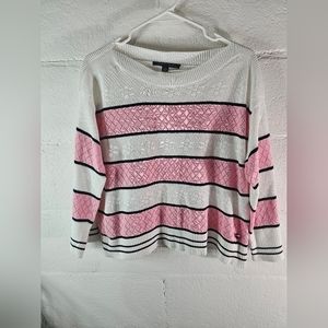 Tommy Hilfiger Cable Knit Striped Cropped Women's Sweater - Size Small